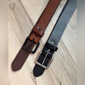 American Eagle Mens Black and Brown Leather Belts